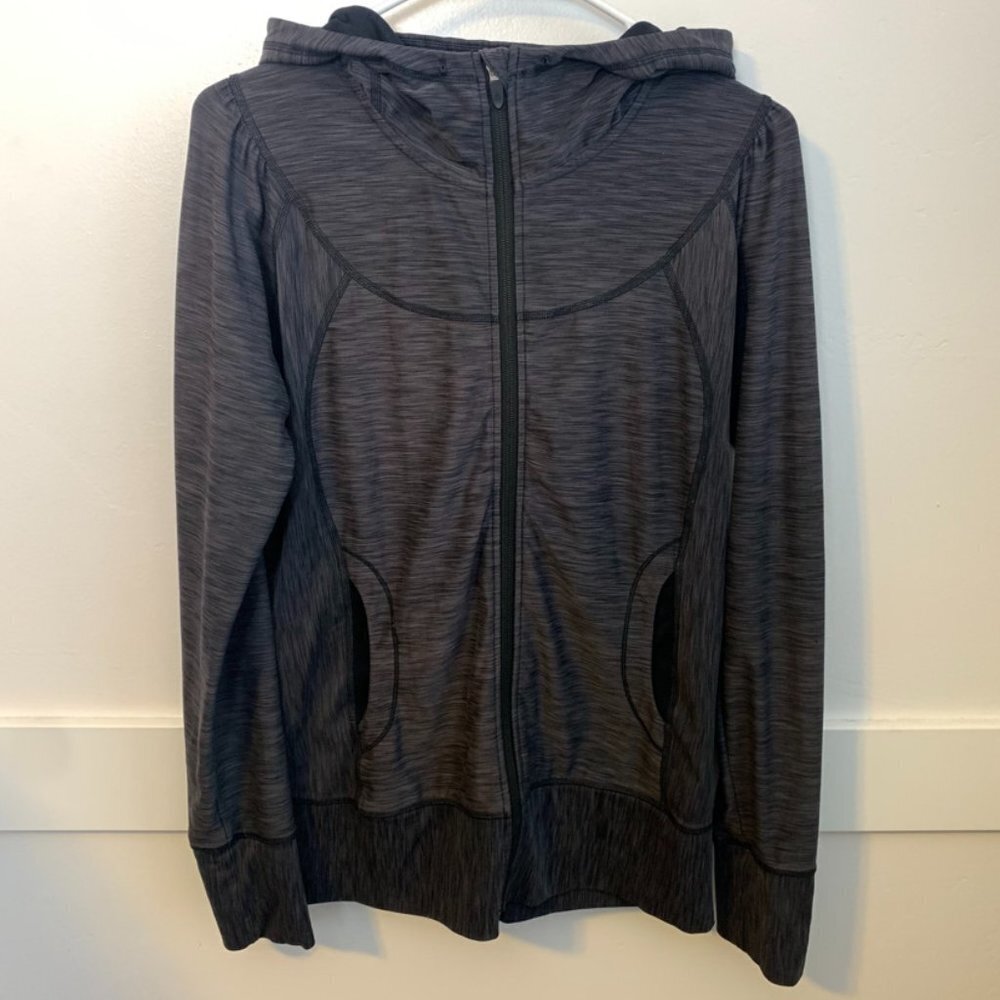 Prana Heathered Dark Gray Full Zip Jacket